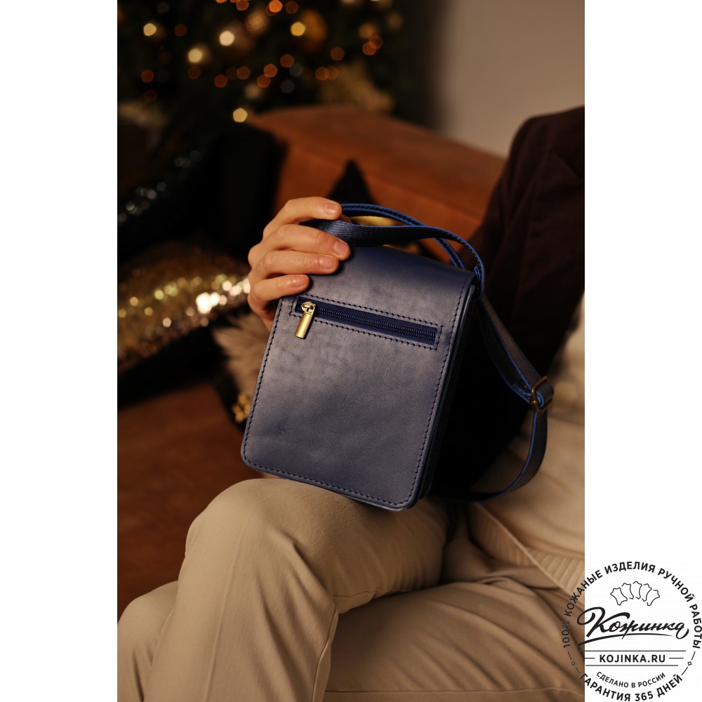 Мужская кожаная сумка "Робин" (синий)